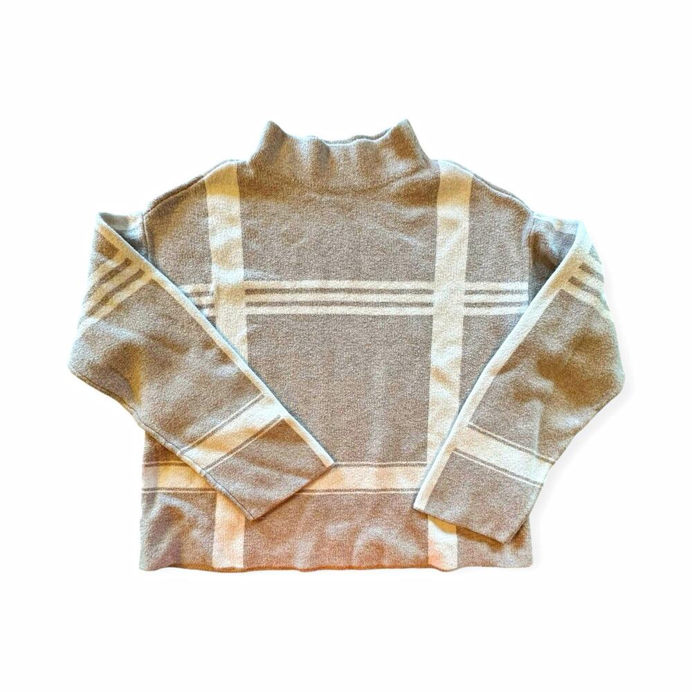 Ann Taylor Factory Women’s Medium Mock Neck Sweater Plaid Windowpane